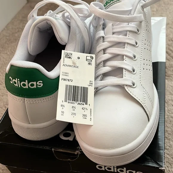 adidas Advantage White and Green Women's Sneakers - Picture 4 of 5